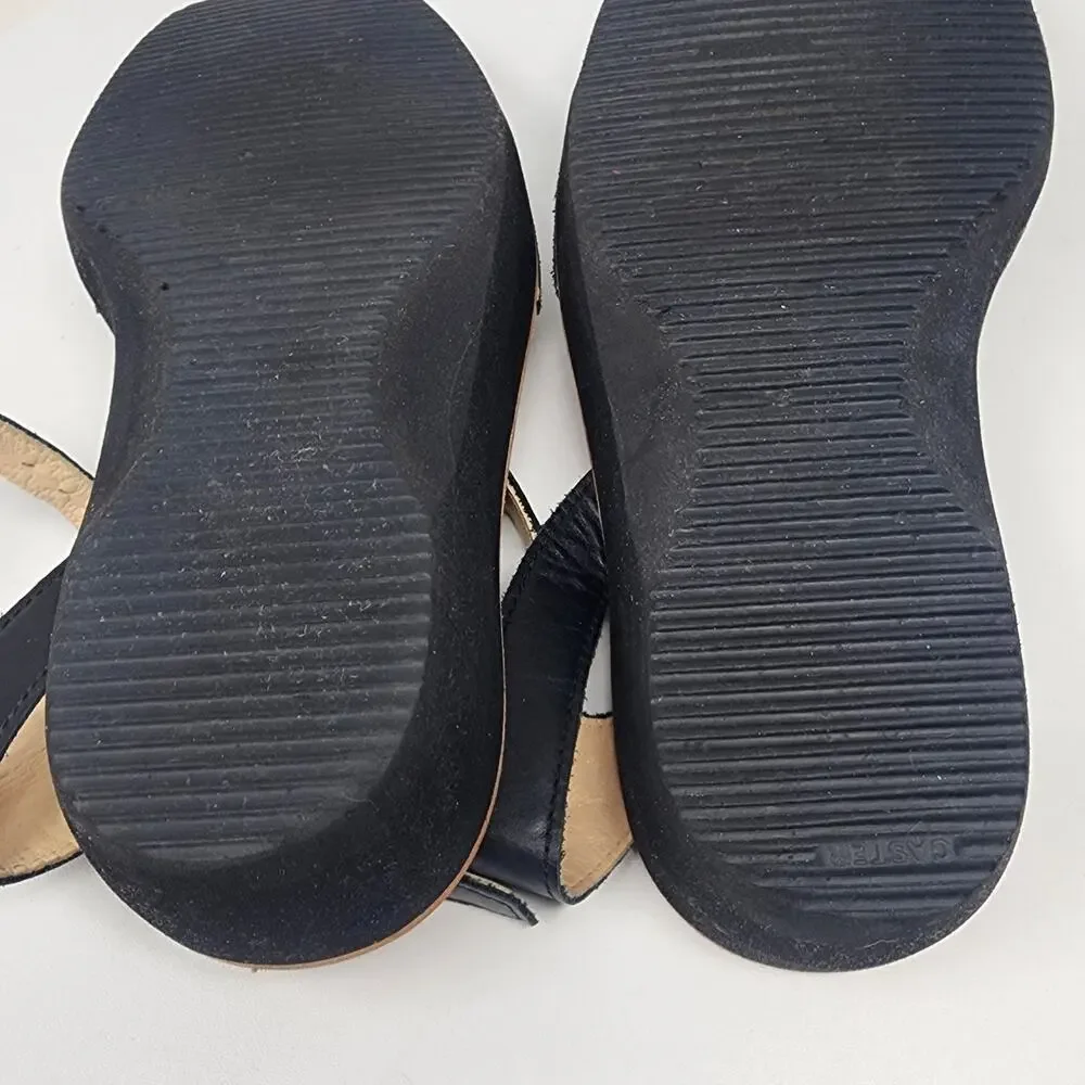 PONS Mediterranean Avarca Sandals Black Leather Adjustable Ankle Strap 524 - Picture 13 of 14